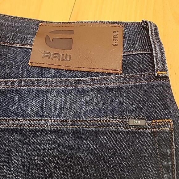 G Star Raw Jeans 30x30 Blue 3301 Slim Fit Button Fly Stretch Dark Wash Indigo - Picture 8 of 9